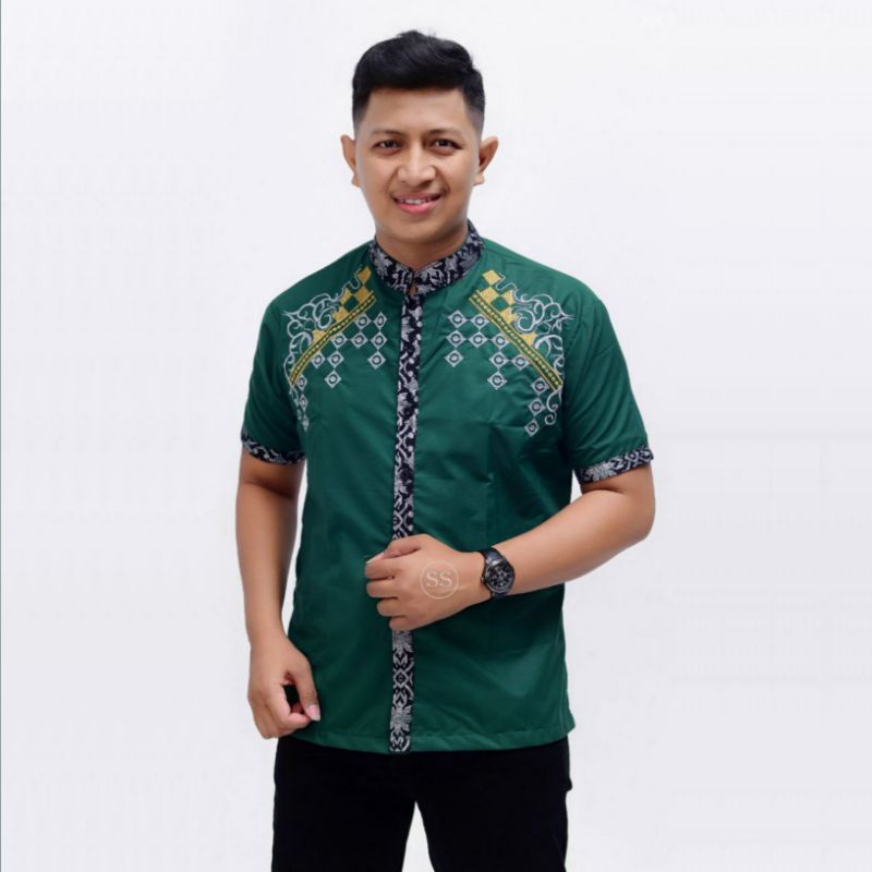 BAJU KOKO LENGAN PENDEK BORDIR BAJU KOKO MUSLIM PENDEK BAJU KOKO KOMBINASI LENGAN PENDEK KOKO KOMBIN