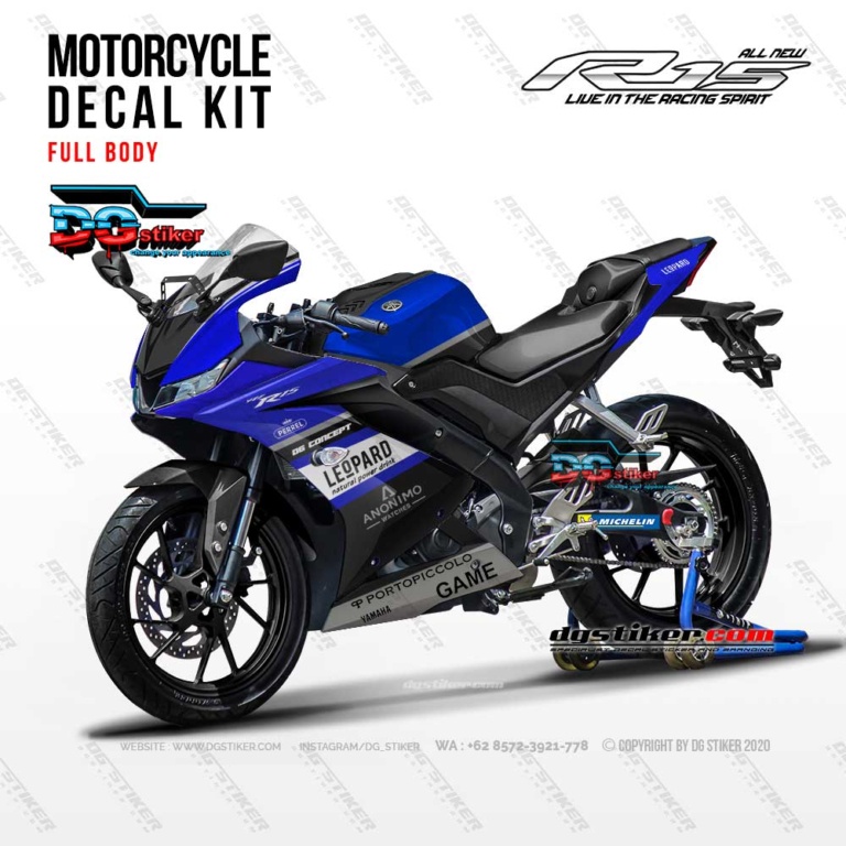 Decal R15 V3 Biru Leopard DG Stiker