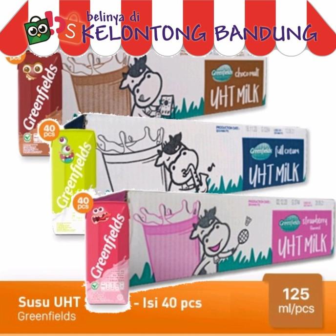 

[COD] Greenfields 125 ml Susu UHT Greenfield Coklat Stroberi Full Cream dus [COD]