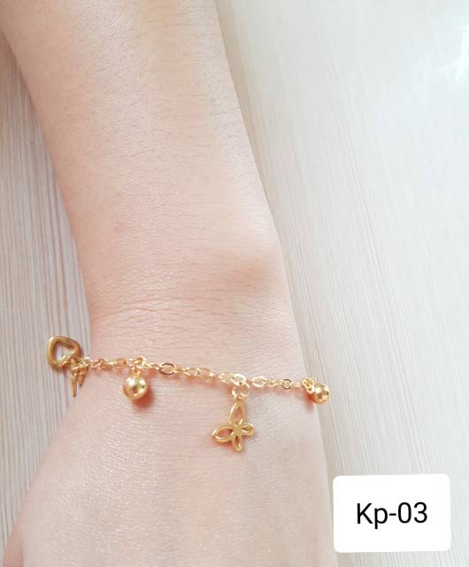 SET Gelang Tangan Gelang Kaki Kupu-kupu Titanium Gold impor Antikarat Fashion Gelang jurai Buterfly