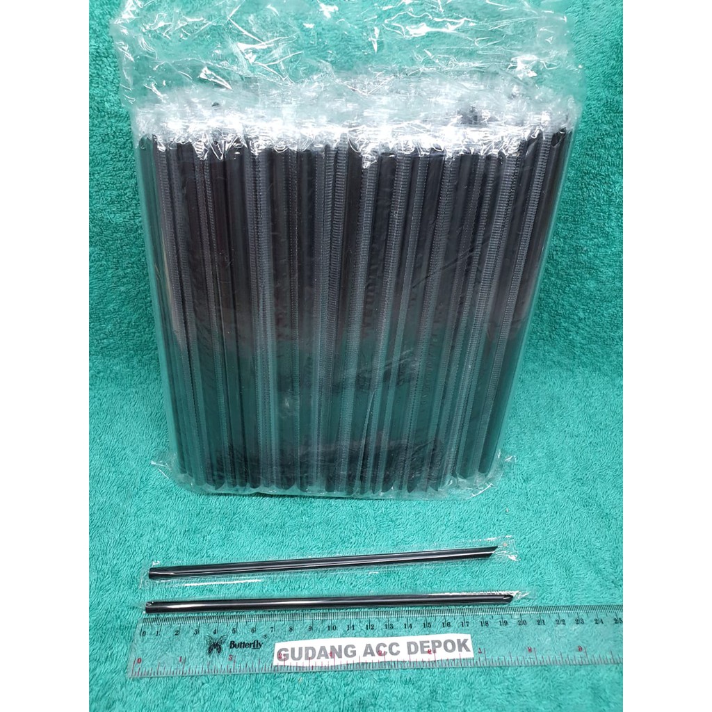 Grosir Sedotan Plastik 6mm 20cm Steril Hitam 300btng Bungkus Hegenies Kopi Lurus Lancip Runcing 620