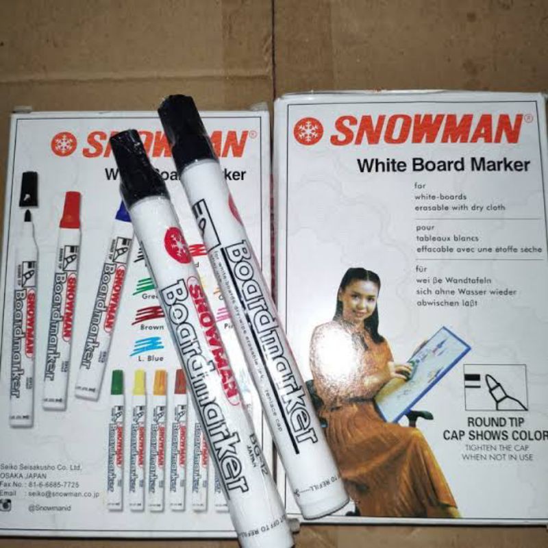 

Original Spidol whiteboard snowman hitam isi 12pcs best seller