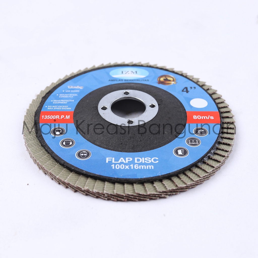 Amplas Susun 4&quot; Inch Inci Flap Disc Tumpuk Mata Gerinda Gurinda 100x16mm Grit 80 120 150 180 240 IZM