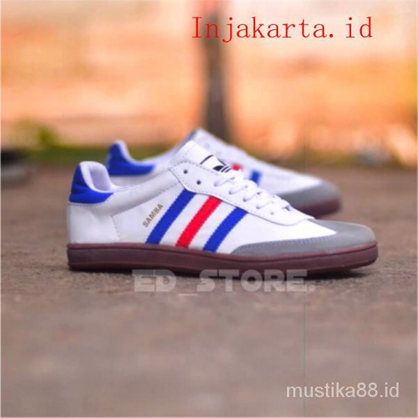 Sepatu pria adidas samba og white blue red gum KcOw
