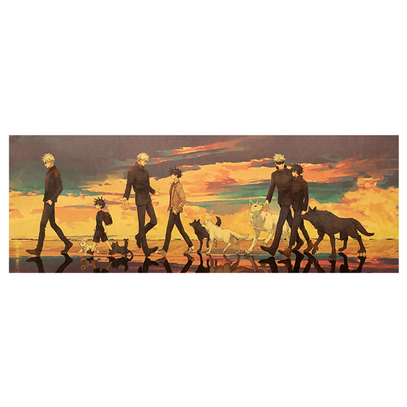 Poster Lukisan Dinding Desain Anime Jujutsu Kaisen Bahan Kertas Kraft Untuk Dekorasi Ruang Tamu-7