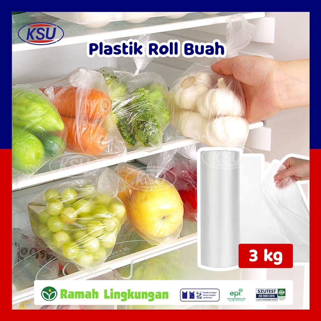 Plastik Roll Buah/Roll bag/Plastik buah HDPE bening [3 kg]