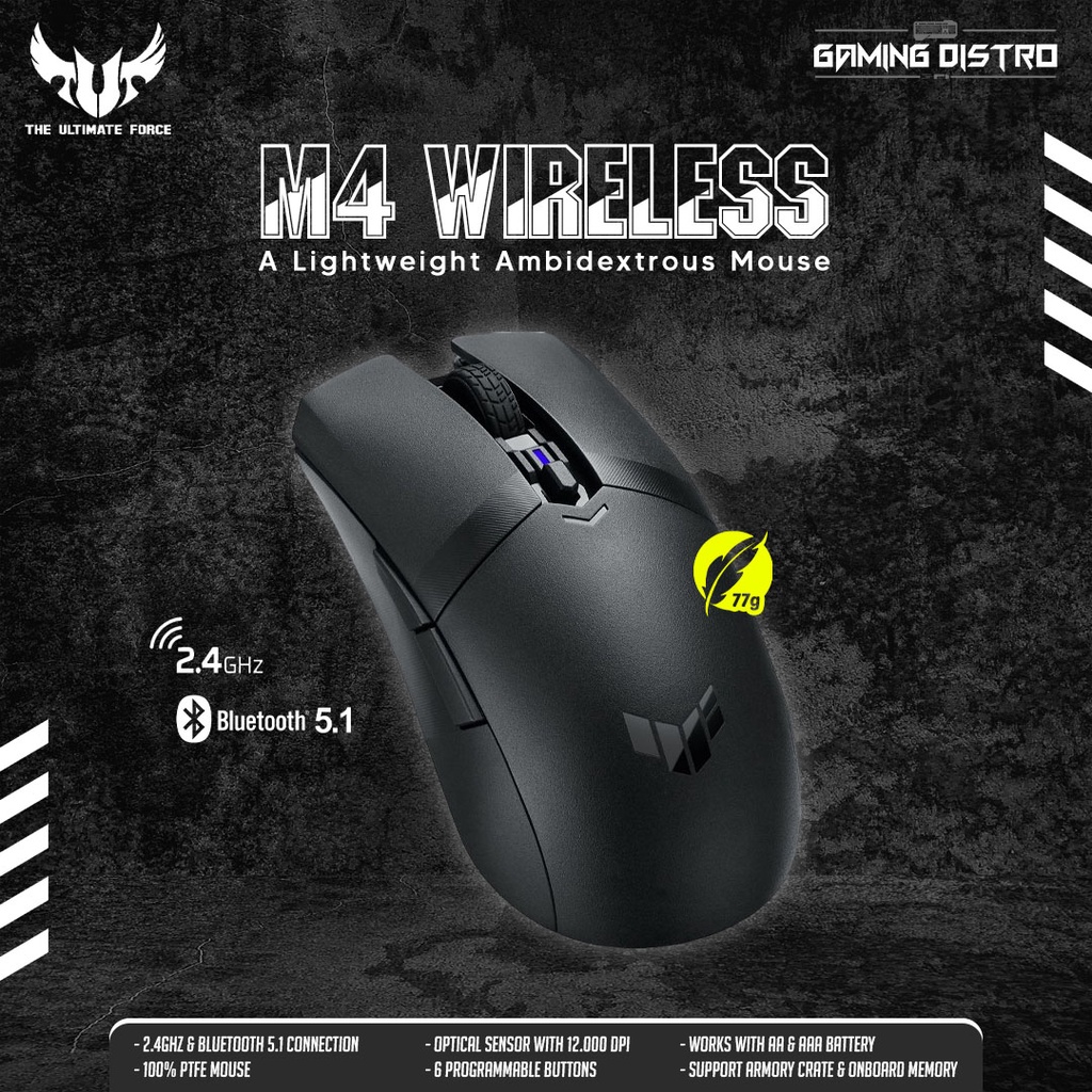Mouse Gaming TUF - ASUS TUF M4 | Wireless 2.4 GHz & Bluetooth 62-gram