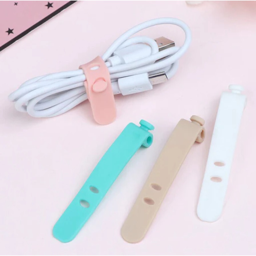 Pengikat Kabel Silikon Tie Ties Strap Wrap Perapih Kabel Cabel Cable Charger Earphone