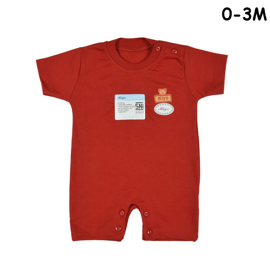 MIYO Baju  Kodok  Segiempat Romper Bayi  Merah Newborn 0 3M 