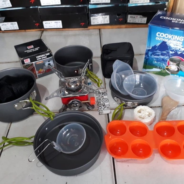 Jual PAKET ALAT MASAK KOMPOR KOTAK DS 300 301 GUNUNG CAMPING COOKINGSET