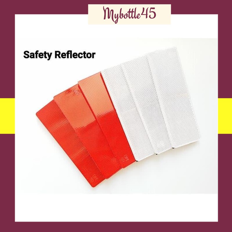 Stiker Plat Reflector Reflektor Lampu Mata Kucing Motor Mobil Sepeda - Merah