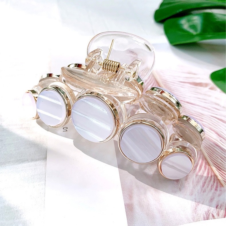 Jepit Jepitan Rambut Acrylic 8.5cm Transparan Jedai Mutiara Besar Korea Aksesoris Wanita Cellulose Acetate Pearl Hair Claw Clips
