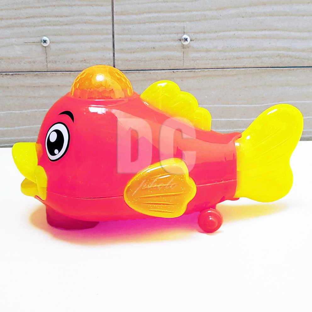 Mainan Anak Funny Fish 3D Light | Ikan Bisa Jalan &amp; Ekor Goyang Dengan Lampu &amp; Musik