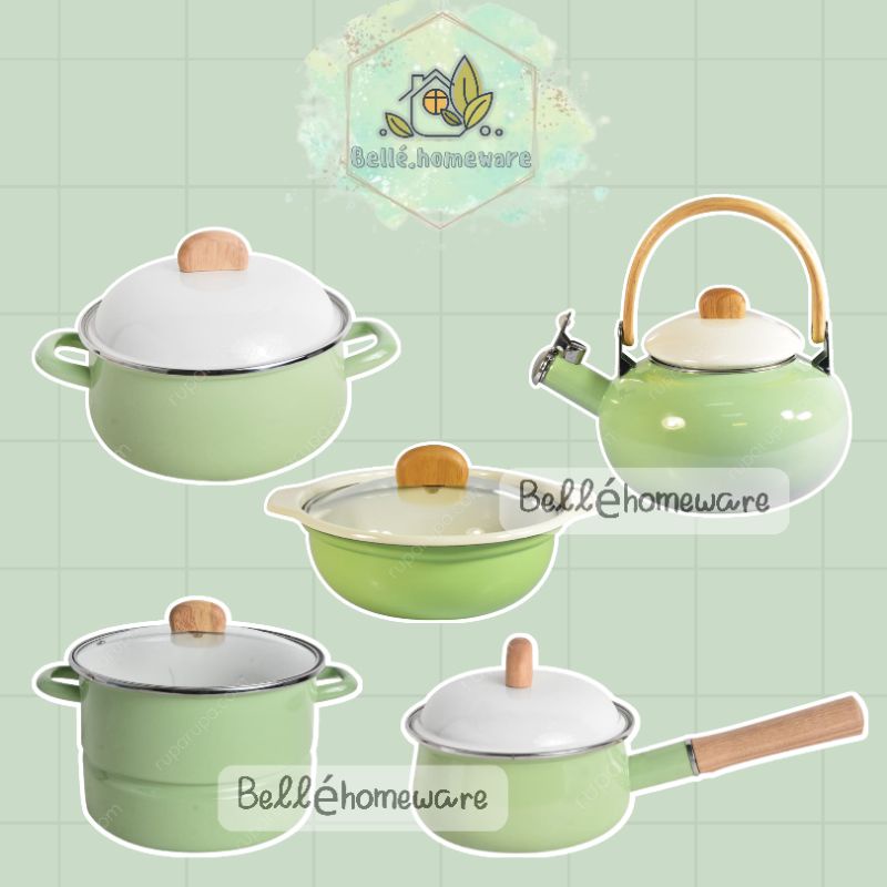 KRISCHEF PANCI WAJAN SAUCE PAN CASSEROLE WARNA HIJAU SET ALAT MASAK