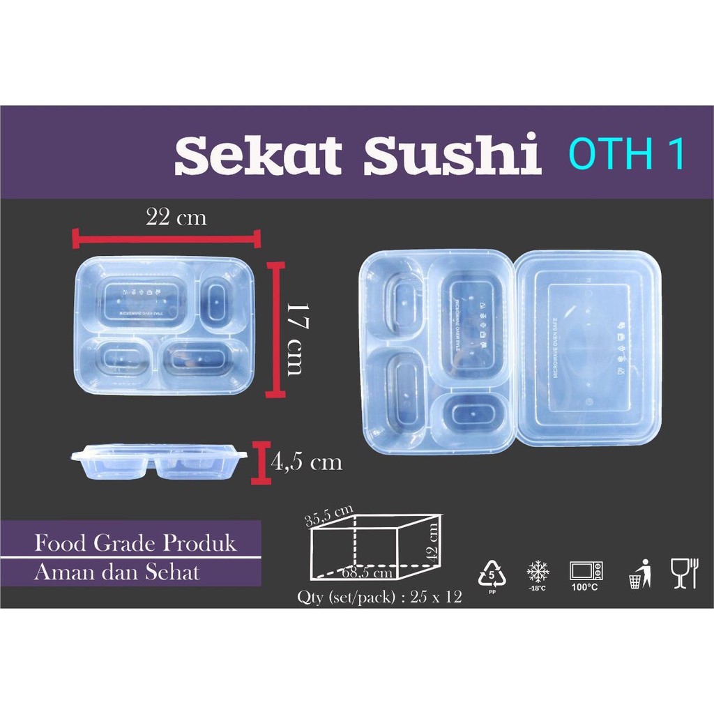Bento 4 sekat SUSHI Plastik Thinwall / Food Container