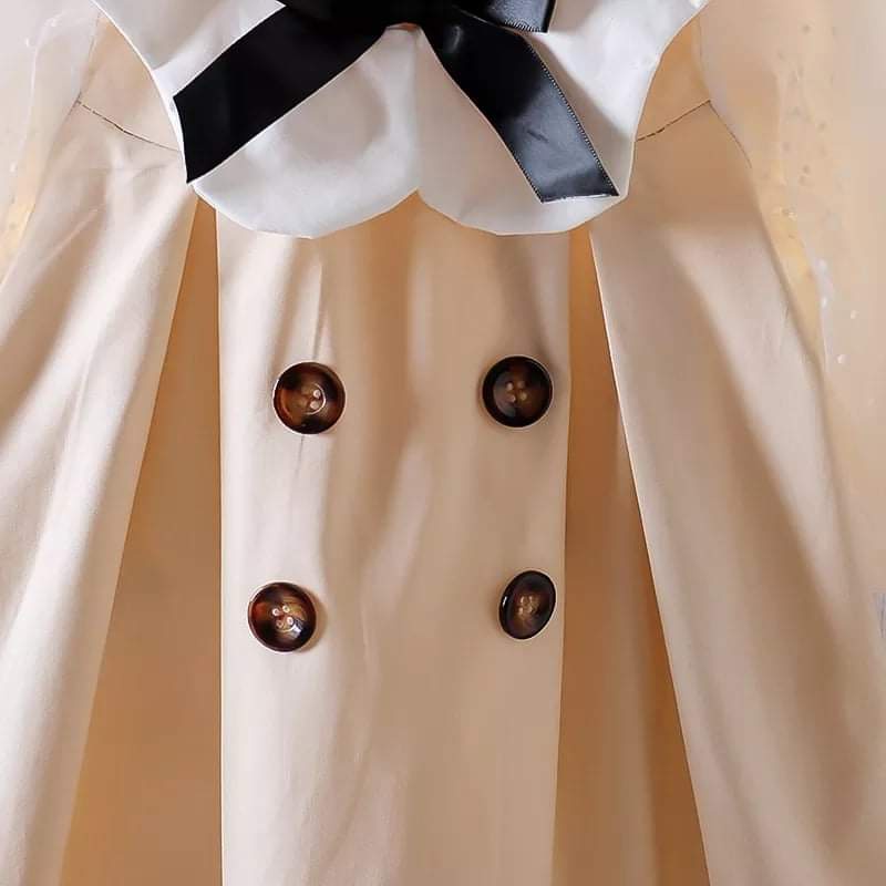 Dress Anak Perempuan Ribbon Puff Coffee Cream