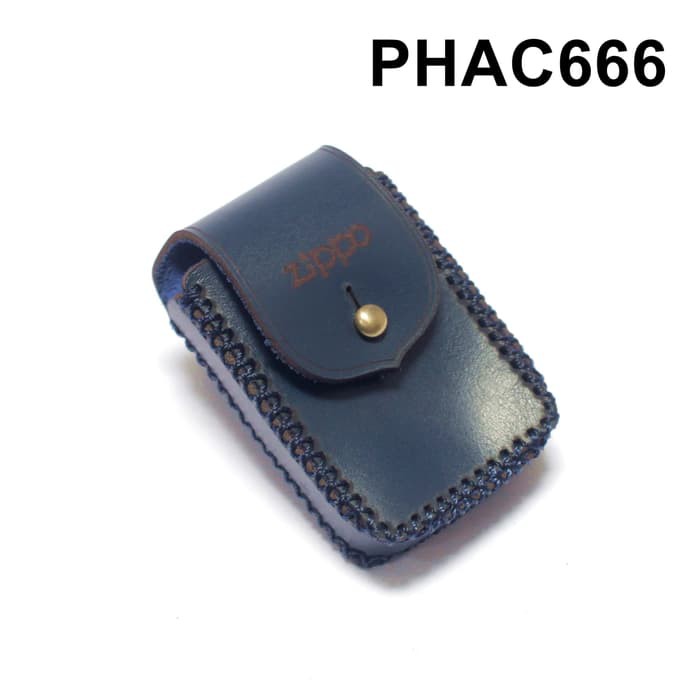 sarung zippo kulit asli anyam - zippo lighter case - biru - PHAC666