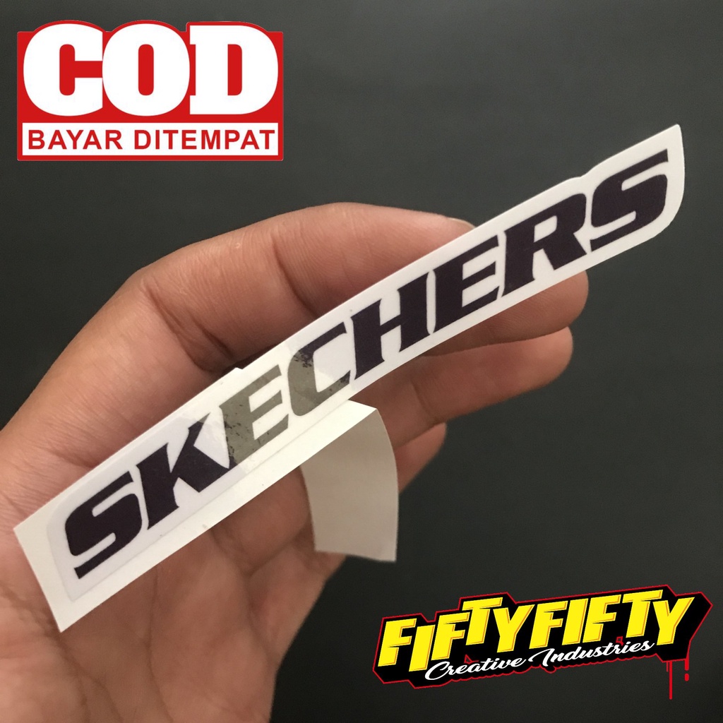 Stiker Print Cut SKECHERS Stiker Printing Laminasi Glossy Stiker Motor Mobil Helm Sudah Membentuk Pola Desain