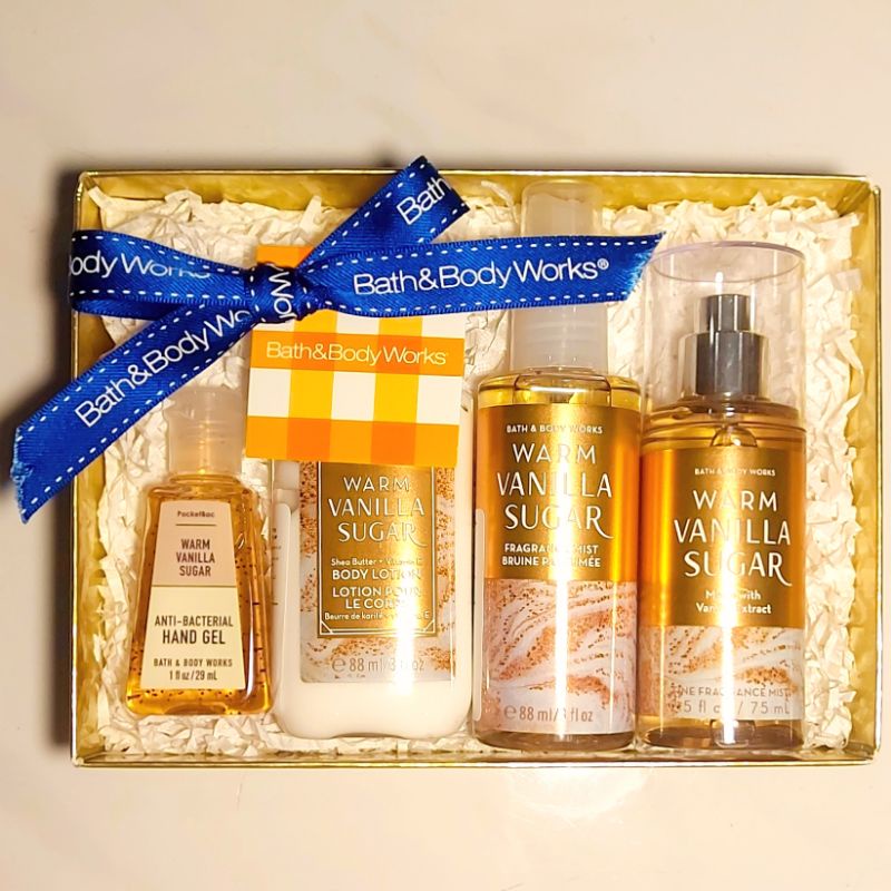 BBW WARM VANILLA SUGAR GIFT SET BATH &amp; BODY WORKS PAKET KADO BIRTHDAY HAMPERS