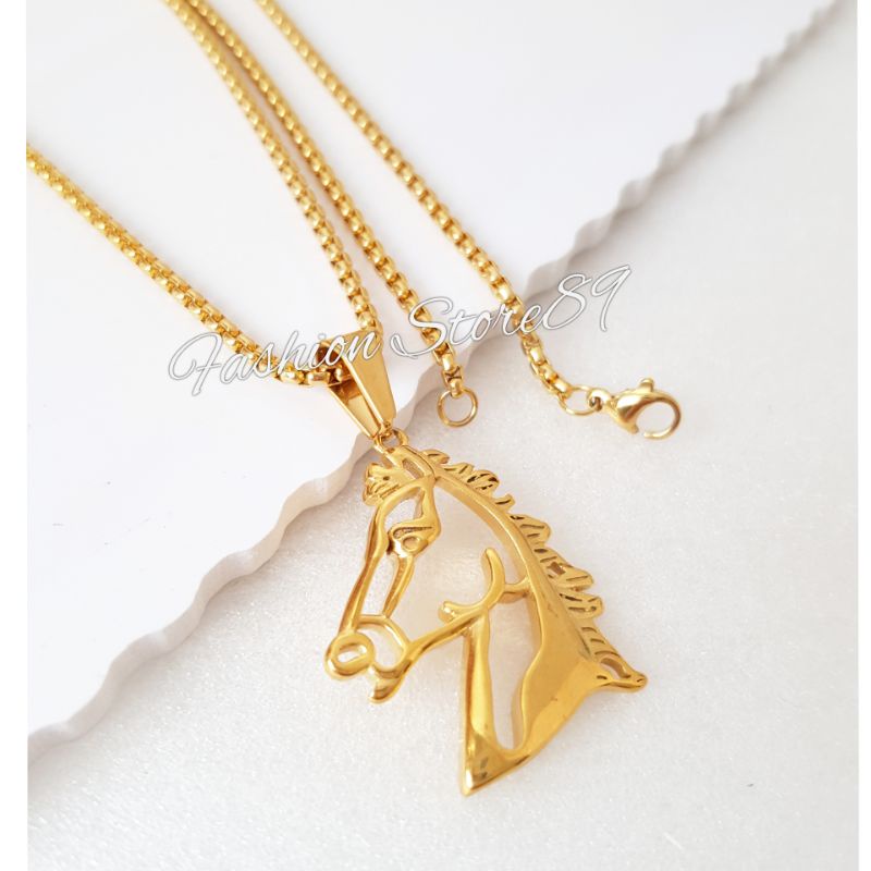 Kalung Kuda Titanium Fashion Impor Kalung Bestquality Horse Titanium gold Premium Antikarat Bestseller