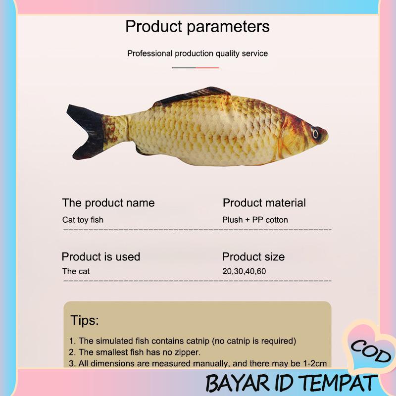 COD❤️ Perlengkapan Hewan Peliharaan Mewah Catnip Ikan Kucing Lucu Simulasi Ikan Mas Crucian Mainan Kucing Lembut-A.one