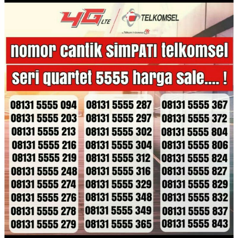 No Cantik Kartu Perdana Simpati Telkomsel 4G - Simpati