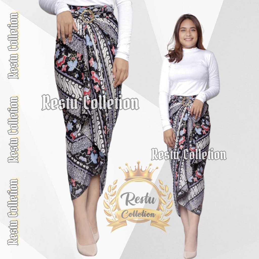 COD Restu Colletion Rok Lilit Songket Serut Batik Bawahan Kebaya Wisuda Kemeja Bloese Kondangan Nikahan Tunangan Wanita Allsize Bahan Satin HQ Premium Kenanga Dasar Maroon BESTSELLER