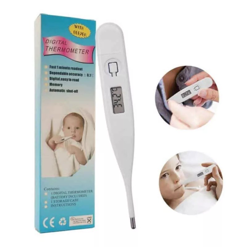 Termometer Digital Pengukur Suhu Tubuh Badan Dewasa Anak - Thermometer Putih Digital With Beeper - Termometer Cek Suhu Badan Panas