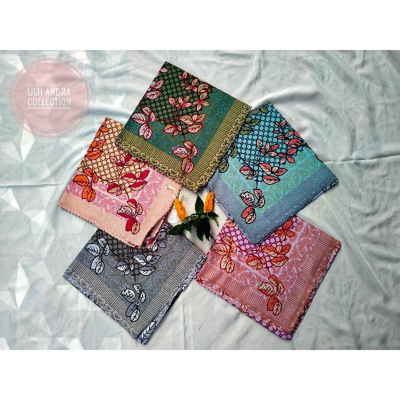 Hijab Segiempat Motif Daun Pinggir By Azara | Hijab Azara | Hijab Voal Premium Grosir Ecer