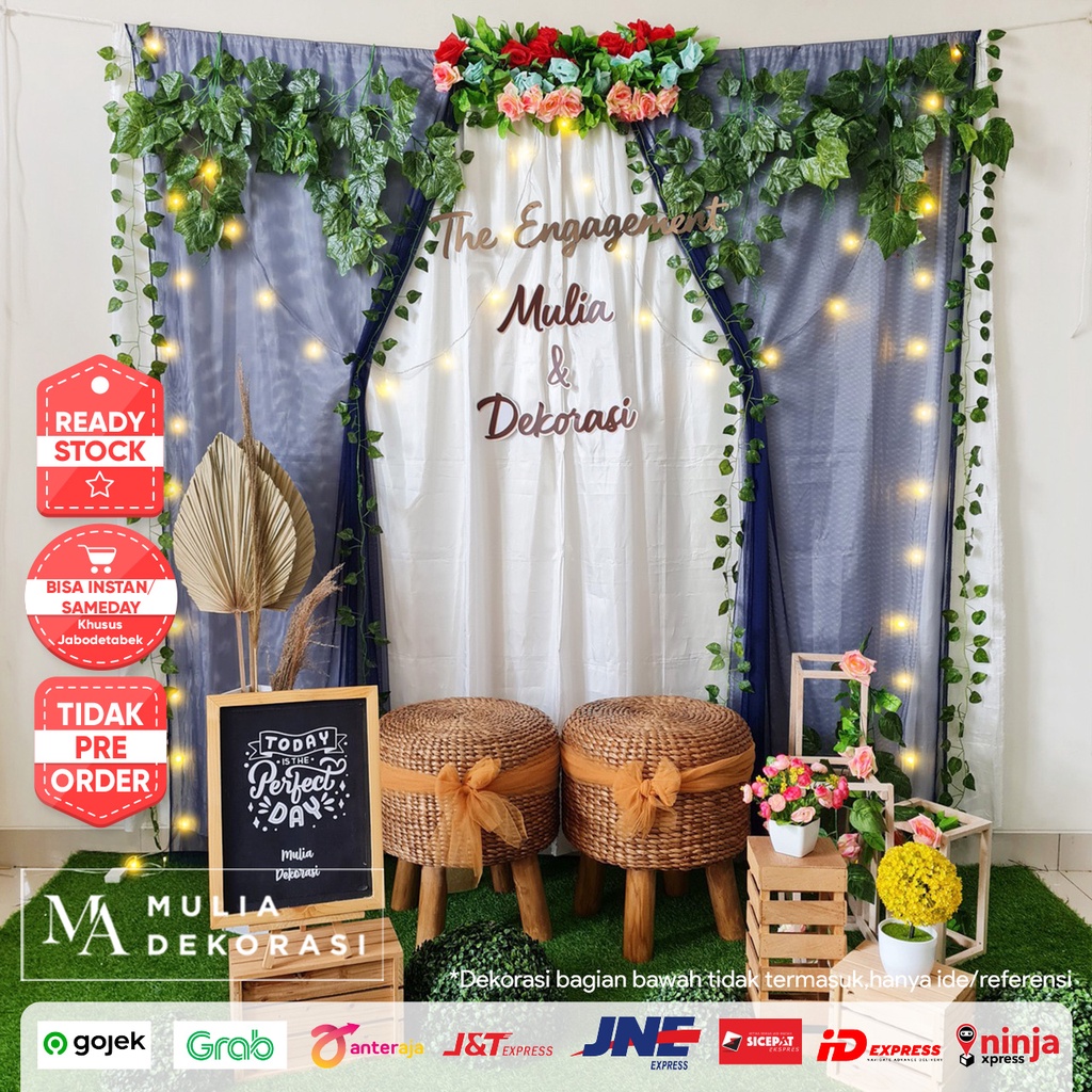 Dekorasi Lamaran Tunangan Backdrop Nikahan PhotoBooth DIY Akad Nikah Aqiqah Khitan Paket Mulia SS