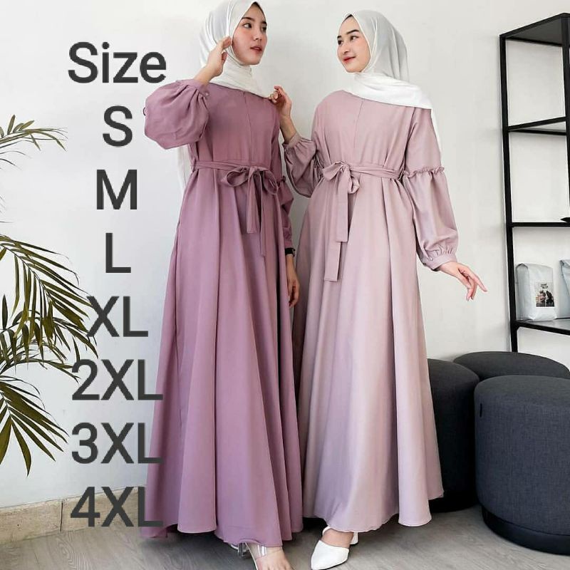 Gamis katun Toyobo ori polos/Gamis lengan Balon/Jumbo size S~4XL