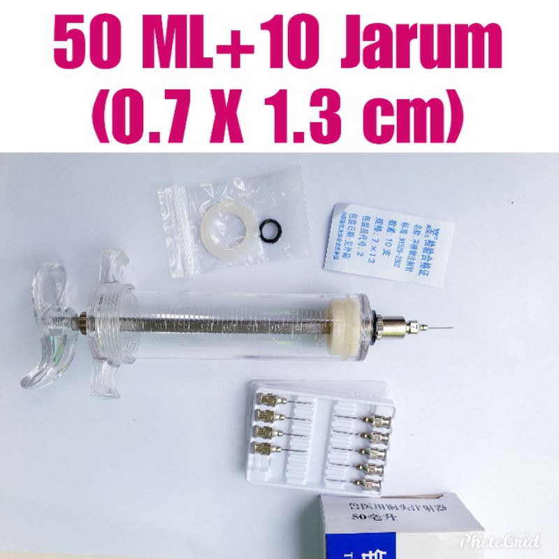 Suntikan sapi 50Ml  jarum suntik besar alat suntik sapi kerbau lembu domba babi 16G spuit syringe perawatan hewan ternak DOC ayam kucing unggas - alat kesehatan hawan