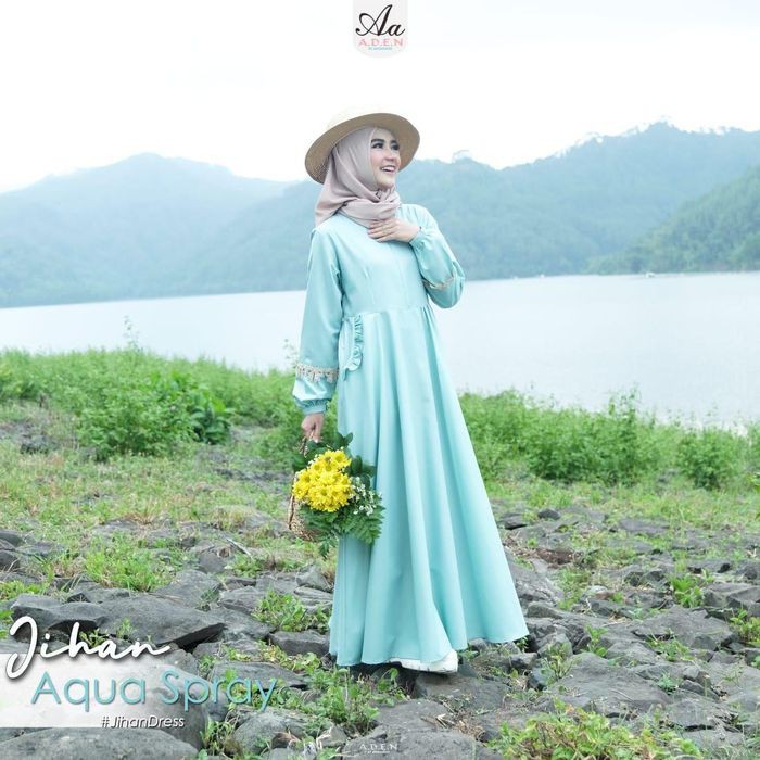 Gamis Dewasa Polos Toyobo Jihan Dress Aden Hijab