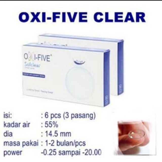 Oxifive Softclear monthly 3pasang Softlens bening