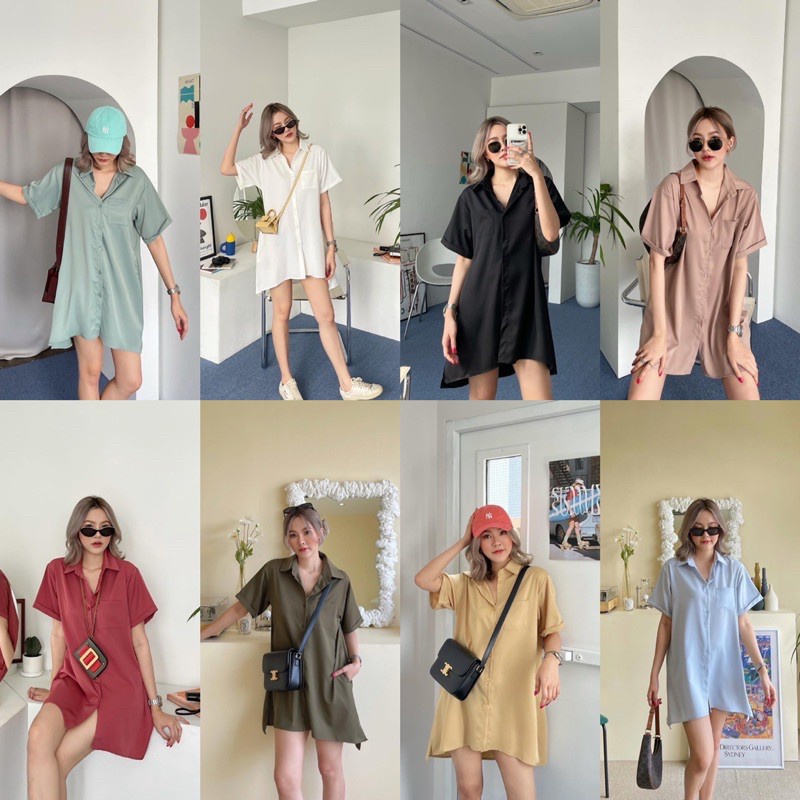 BEFAST - ZEC OOTD Wanita Dress JUZI / Gigi Shirt Dress / Kemeja Dress Gigi - Kemeja Dress Wanita - Kemeja Panjang - Kemeja Korean Style - Kemeja Oversize Murah - Dress KemejaDress Wanita Casual / Dress Polos Terbaru / Dress Untuk Hangout / Dress Kekinian