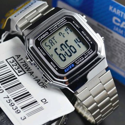 Jam Tangan Casio Original Pria Wanita Casio Digital A-178WA-1 Rantai