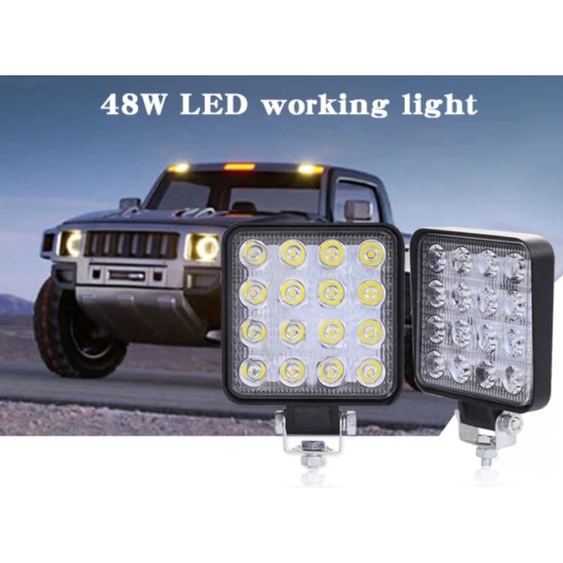 Lampu Tembak 24 Volt Sorot LED CWL 16 Mata Kotak Bulat CREE Truk Bus Canter Tronton Laser DRL Super Bright Flood Spot Offroad Truck Bis Fuso Bar Cree Epistar LightBar Work Light Motor Mobil Running UTV ATV Skuter Putih Waterproof Alluminium