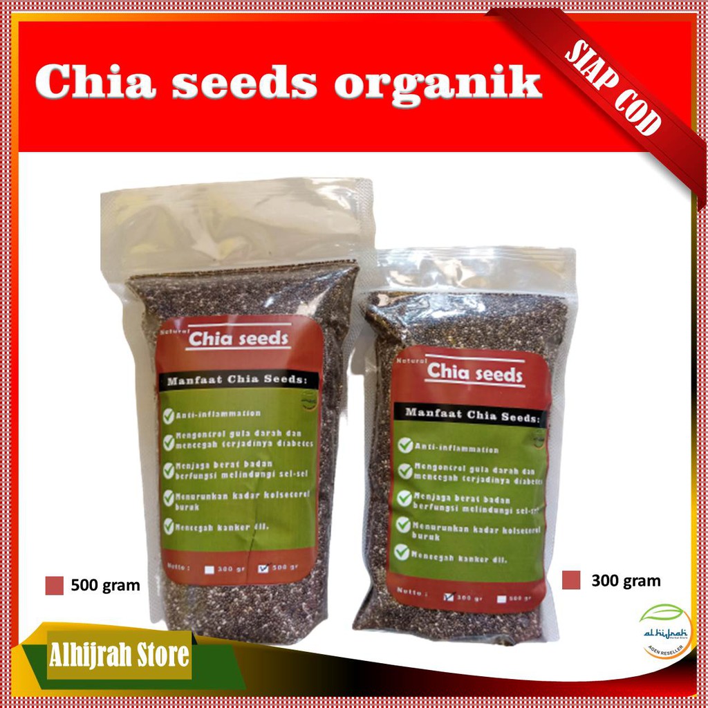 

Chia seed organic / Organic Black Chia seed / Chia seed 300 & 500 gram / Asli Original Kaya Manfaat