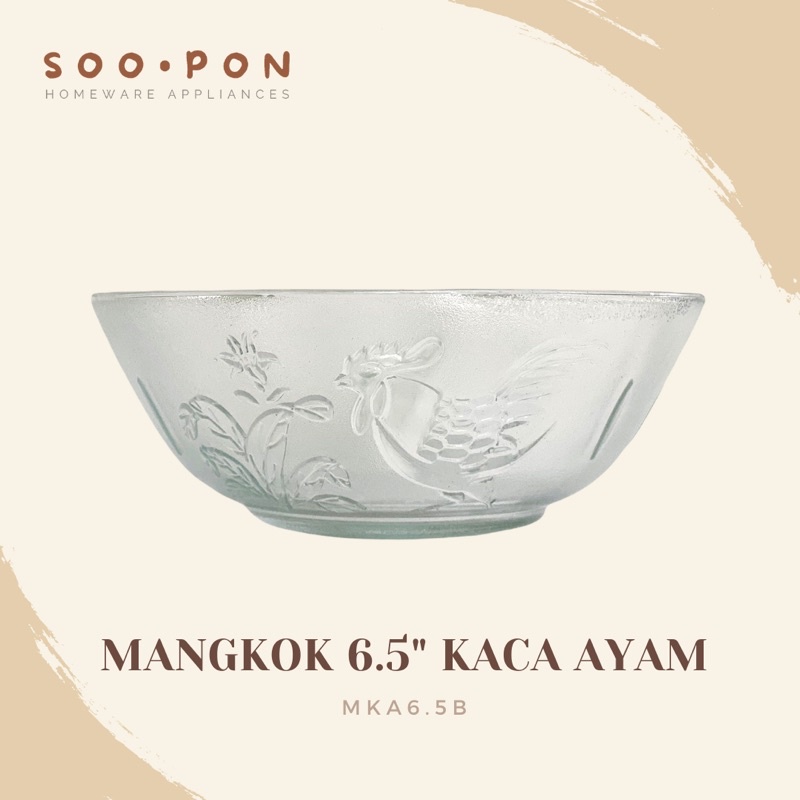 Mangkok Kaca Bening ayam Jago souvenir MKA 6.5 B Kedaung