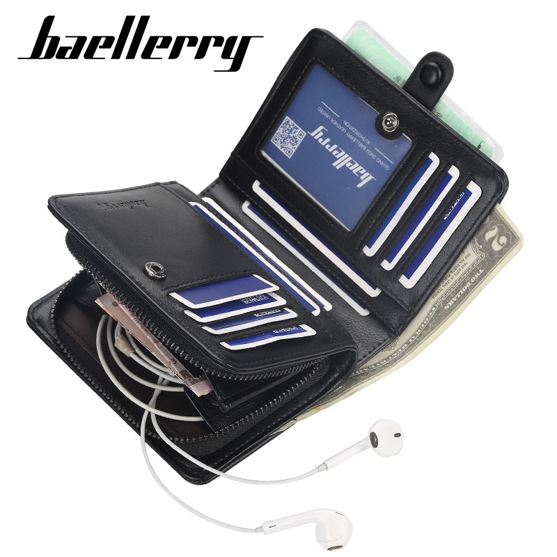 ORIGINAL BAELLERRY D9153 DOMPET UANG LIPAT DENGAN SLETING KULIT SINTETIS IMPORT