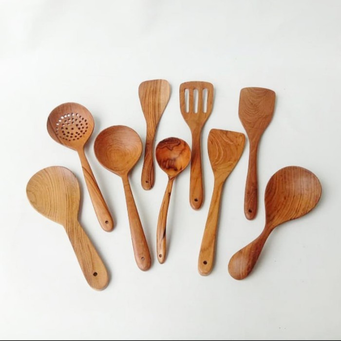 Spatula Wooden Cooking Spoon Spatula Sodet Sutil Kayu Set 10