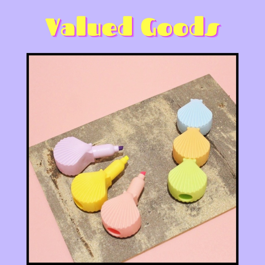 

Highlighter Kerang Laut Isi 5 Pcs - stabilo susun tumpuk warna warni pewarna penanda catatan alat tulis kantor kerja lucu unik bentuk sea shell