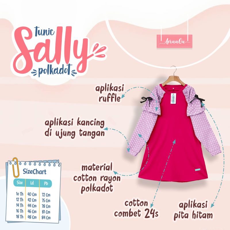 ‼️ READY ‼️ 10-18t TUNIK SALLY BY AERAAQU TUNIK ANAK