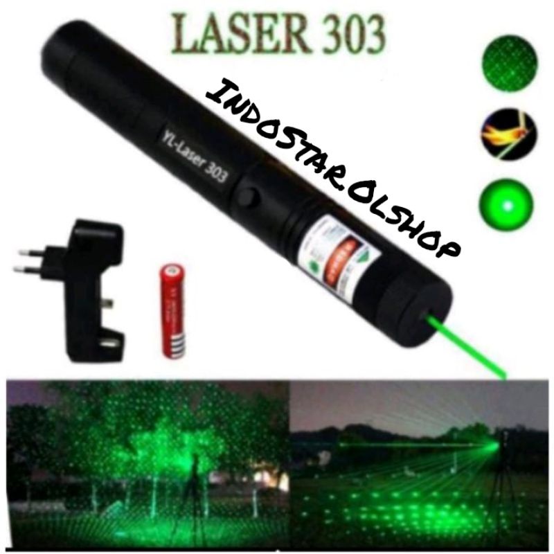 green laser pointer 303/laser hijau variasi/laser kunci pengaman⭐ IndoStar ⭐