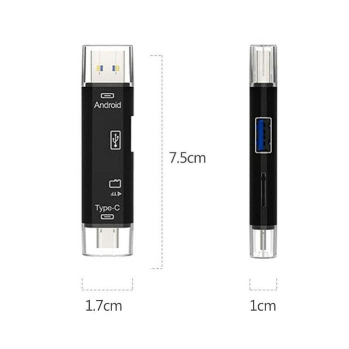 OTG Card Reader 2.0 USB Type C Micro USB Card Reader Portable USB 3in1