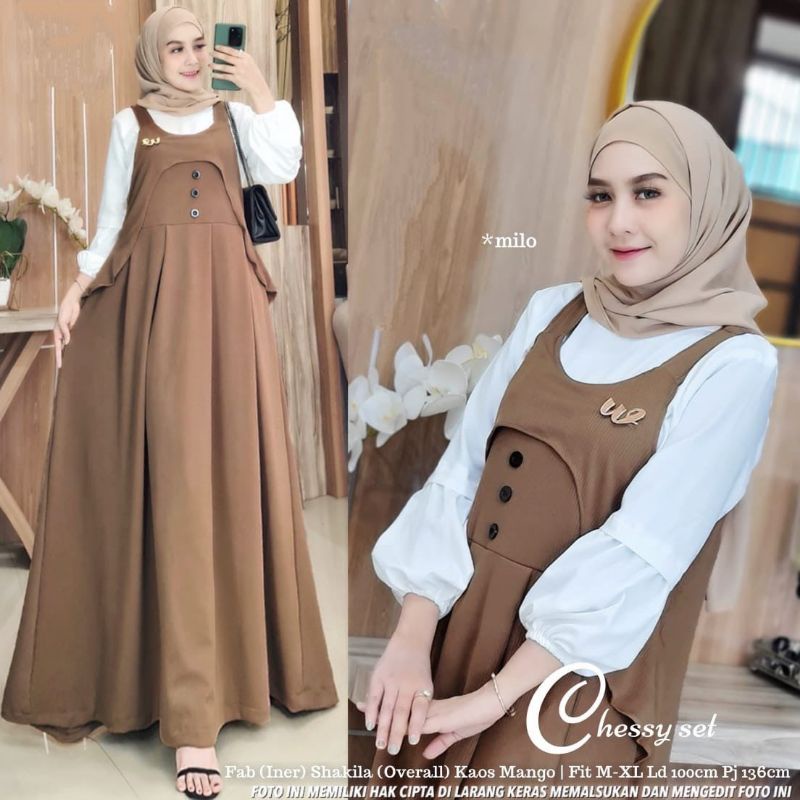 CHESSY SET OVERALL WANITA KEKINIAN L XL/OVERALL SET OUTER MUSLIM WANITA SETELAN OVERALL DRESS OVERAL