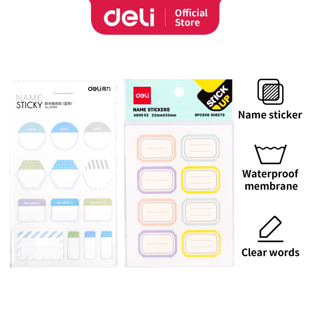 

Deli Stiker Nama 8pcs 6 lembar 22 33mm 4 Warna EA60002 25900