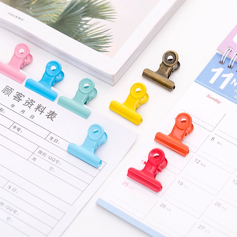 5Pcs/set Candy Color Pink Mint Green Metal Clamp Chancery Paper Documents Organizer Binder Clip