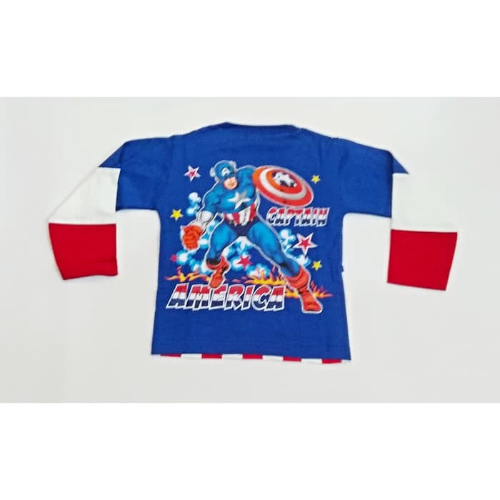 Kostum Superhero Anak Captain America Baju Setelan Panjang Laki-Laki Topeng Tameng