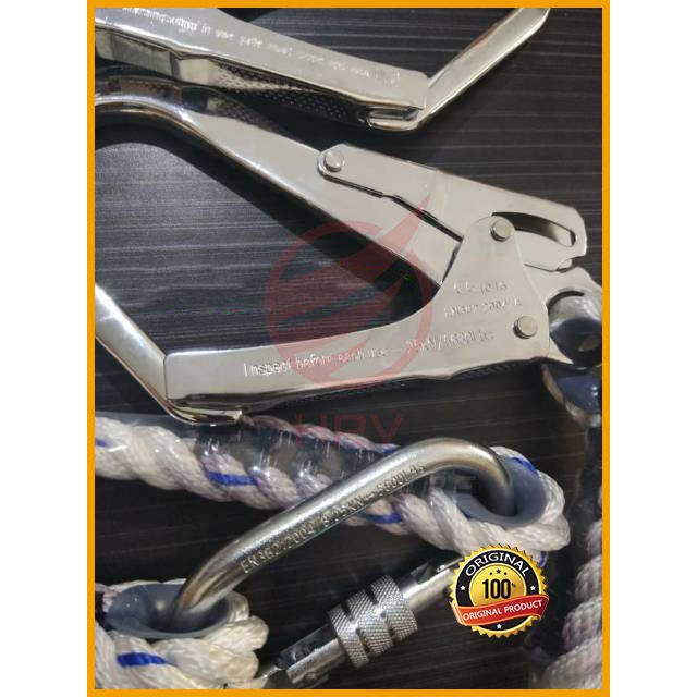 Lanyard Safety Double Big Hook  PRO SHOCK ABSORBER Full Body Harness Climbing Rope Tali Body Harness